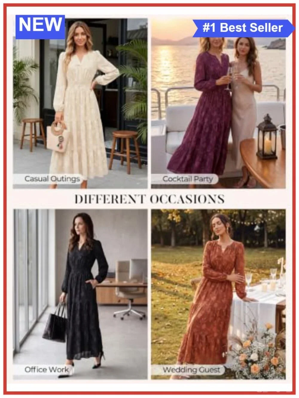 Boho Floral Maxi Dress with Pockets, Long Sleeve Wedding Guest Dress